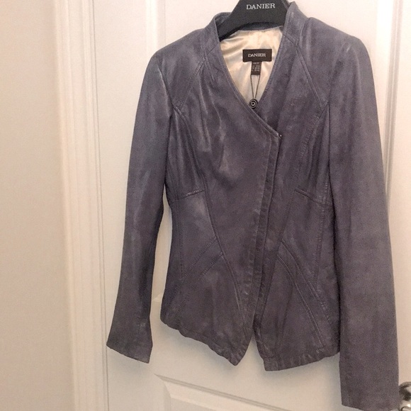 NWOT Leather Jacket, Asymmetrical Zipper, Ombre Lining - Picture 8 of 8